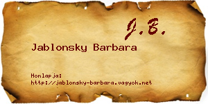 Jablonsky Barbara névjegykártya